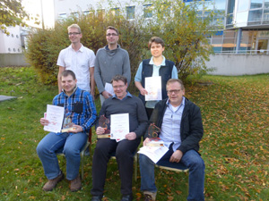 Siegerehrung Gruppe - A: Sascha Wiegmann, Matthias Tonndorf, Florian Kull, Prof. Dr. Friedbert Prüfer, Sandra Ulms, Bernd Wronn