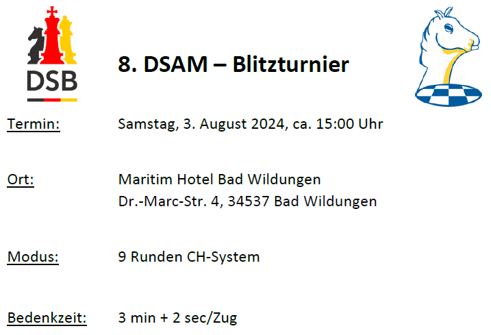 Ausschreibung 8. DSAM-Blitzturnier